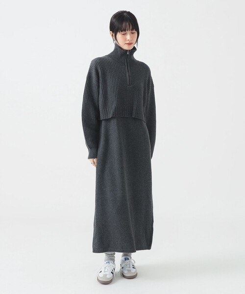 B:MING by BEAMS（ビーミングバイビームス）の「レイヤード風 ニット ワンピース (手洗い可)（ワンピース・レディース・グレー/ホワイト系その他5/ブラウン・SMALL/MEDIUM）」の16枚目の写真