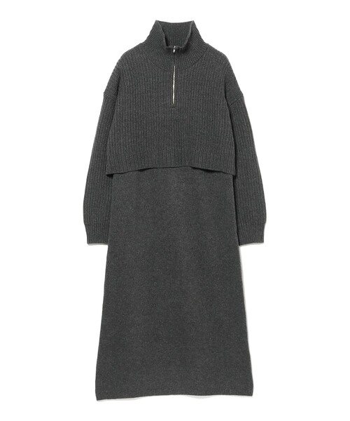 B:MING by BEAMS（ビーミングバイビームス）の「レイヤード風 ニット ワンピース (手洗い可)（ワンピース・レディース・グレー/ホワイト系その他5/ブラウン・SMALL/MEDIUM）」の19枚目の写真