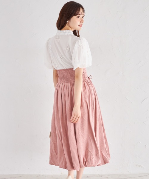 tocco closet（トッコ　クローゼット）の「【ZOZO限定】ルーシュリボンバルーンスカート（スカート・レディース・ピンク/アイボリー/ブルーグレー・M）」の4枚目の写真