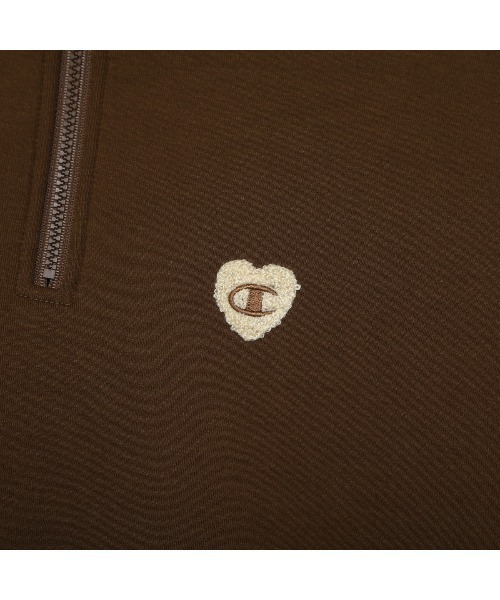 Champion（チャンピオン）の「チャンピオン  HALF ZIP SWEATSHIRT_（スウェット・レディース・ブラウン/ホワイト/ネイビー・M/L）」の4枚目の写真