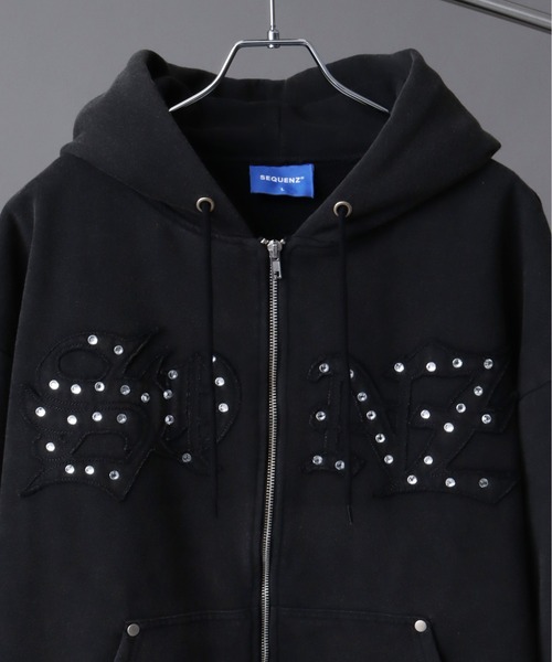 SEQUENZ（シークエンズ）の「【SEQUENZ（シークエンズ）】APPLIQUE STUDS FADE ZIP P/K（パーカー・メンズ・ブラック/グレー/ブルー/ブラウン/レッド・S/M/L）」の7枚目の写真