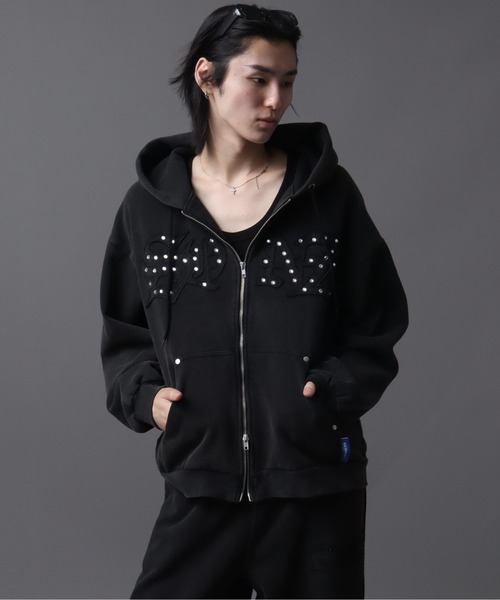 SEQUENZ（シークエンズ）の「【SEQUENZ（シークエンズ）】APPLIQUE STUDS FADE ZIP P/K（パーカー・メンズ・ブラック/グレー/ブルー/ブラウン/レッド・S/M/L）」の16枚目の写真