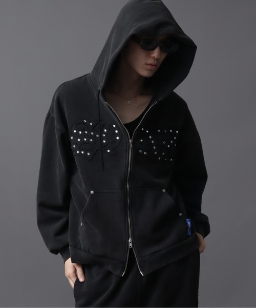 SEQUENZ（シークエンズ）の「【SEQUENZ（シークエンズ）】APPLIQUE STUDS FADE ZIP P/K（パーカー・メンズ・ブラック/グレー/ブルー/ブラウン/レッド・S/M/L）」の17枚目の写真
