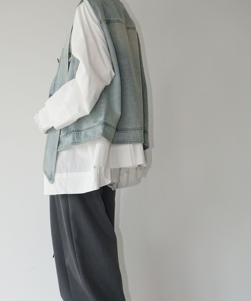 chuclla（チュクラ）の「【YOUYILIN】 クラッシュウォッシュデニムベスト CHYOUW25a003（ベスト・レディース・ブルー・M）」の3枚目の写真