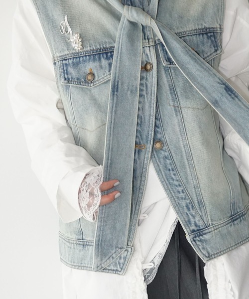 chuclla（チュクラ）の「【YOUYILIN】 クラッシュウォッシュデニムベスト CHYOUW25a003（ベスト・レディース・ブルー・M）」の5枚目の写真