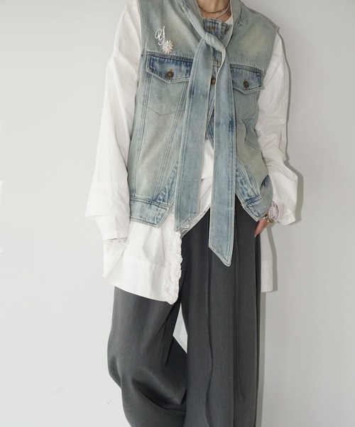 chuclla（チュクラ）の「【YOUYILIN】 クラッシュウォッシュデニムベスト CHYOUW25a003（ベスト・レディース・ブルー・M）」の6枚目の写真