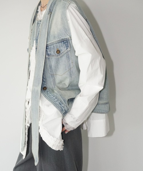 chuclla（チュクラ）の「【YOUYILIN】 クラッシュウォッシュデニムベスト CHYOUW25a003（ベスト・レディース・ブルー・M）」の8枚目の写真