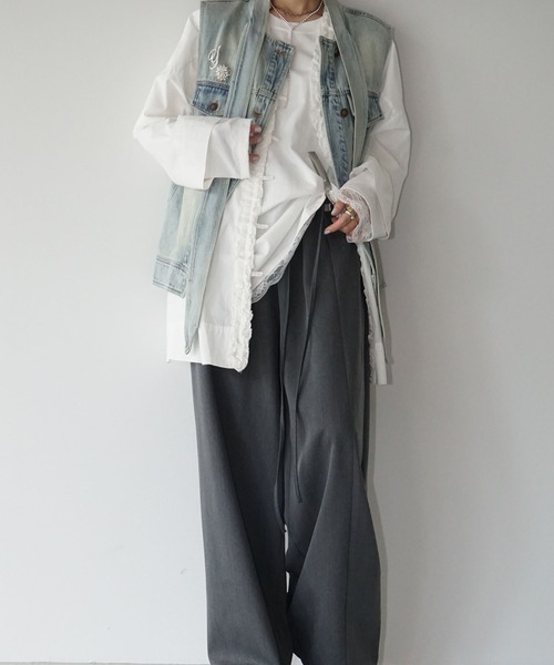 chuclla（チュクラ）の「【YOUYILIN】 クラッシュウォッシュデニムベスト CHYOUW25a003（ベスト・レディース・ブルー・M）」の9枚目の写真