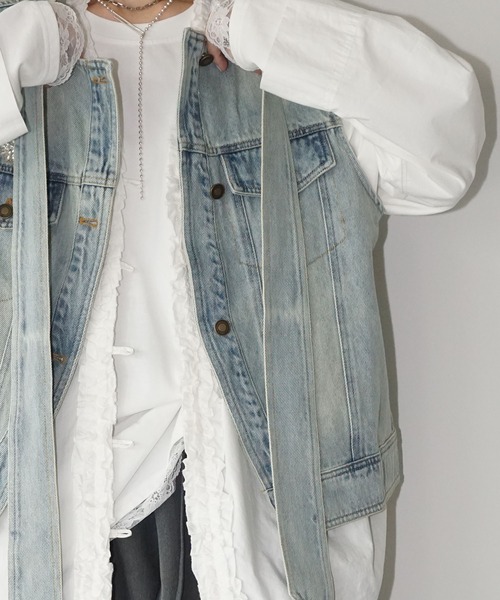 chuclla（チュクラ）の「【YOUYILIN】 クラッシュウォッシュデニムベスト CHYOUW25a003（ベスト・レディース・ブルー・M）」の10枚目の写真