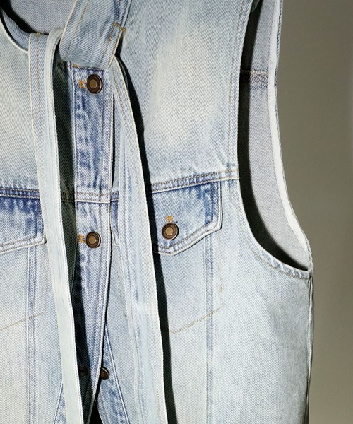 chuclla（チュクラ）の「【YOUYILIN】 クラッシュウォッシュデニムベスト CHYOUW25a003（ベスト・レディース・ブルー・M）」の14枚目の写真