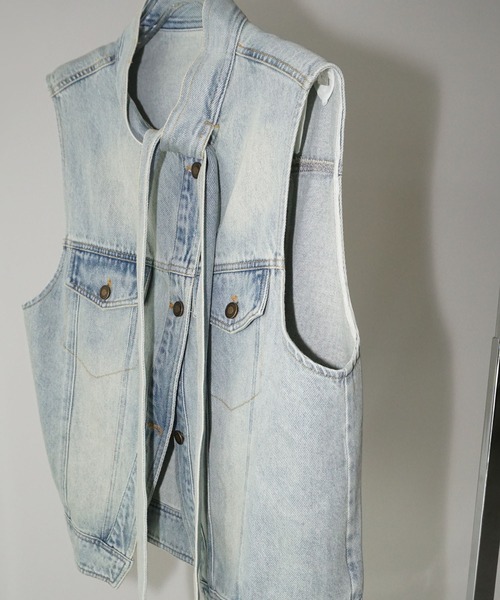 chuclla（チュクラ）の「【YOUYILIN】 クラッシュウォッシュデニムベスト CHYOUW25a003（ベスト・レディース・ブルー・M）」の19枚目の写真
