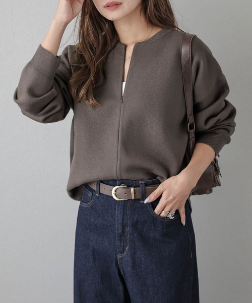 セール】センタージップアップニットトップス（ニット/セーター）｜La