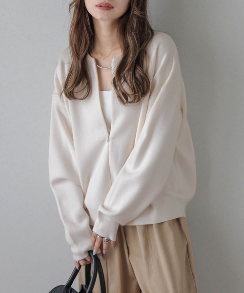 セール】センタージップアップニットトップス（ニット/セーター