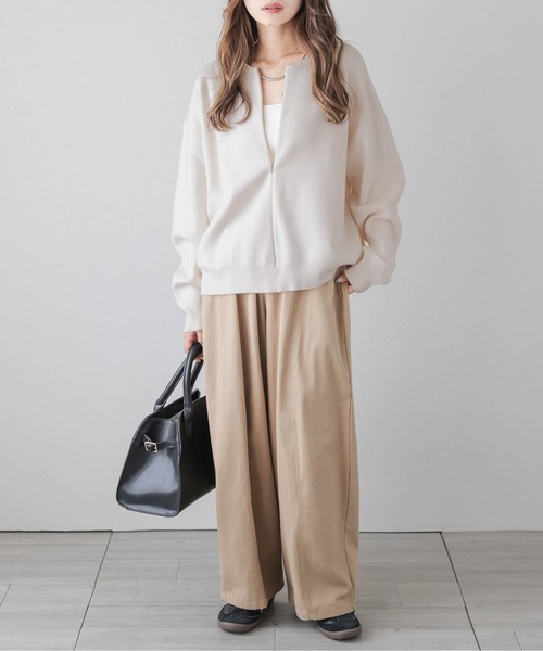 La-gemme（ラジェム）の「センタージップアップニットトップス（ニット/セーター・レディース・ブラック/オフホワイト/グレー/モカ・フリー）」の16枚目の写真