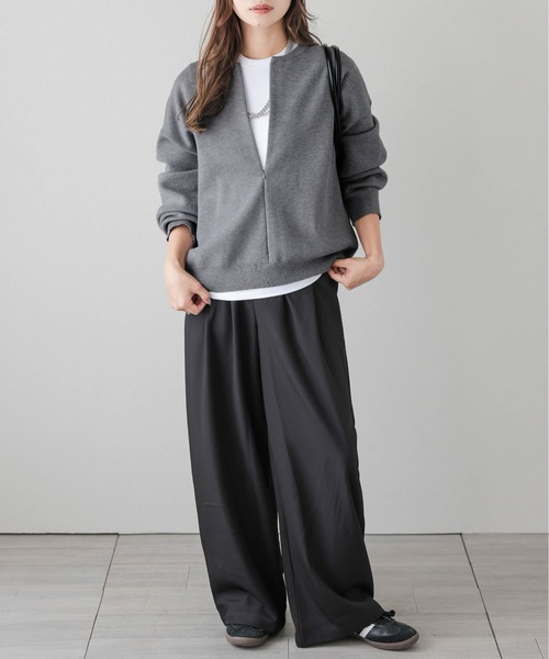 La-gemme（ラジェム）の「センタージップアップニットトップス（ニット/セーター・レディース・ブラック/オフホワイト/グレー/モカ・フリー）」の19枚目の写真