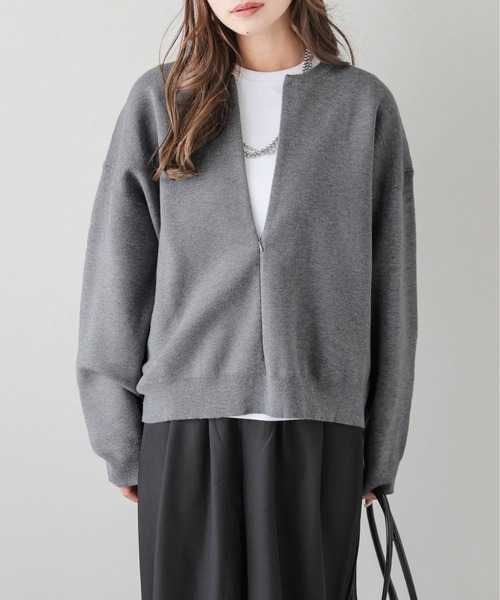 La-gemme（ラジェム）の「センタージップアップニットトップス（ニット/セーター・レディース・ブラック/オフホワイト/グレー/モカ・フリー）」の22枚目の写真