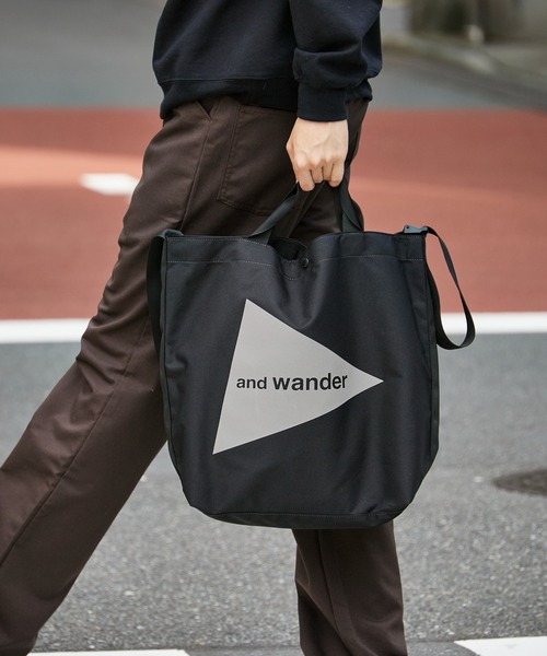 and wander（アンドワンダー）の「【入庫禁止】and wander/アンドワンダー recycle OX logo tote bag ワンポイントロゴ 2WAYトートバッグ（トートバッグ・メンズ・ブラック・FREE）」の20枚目の写真