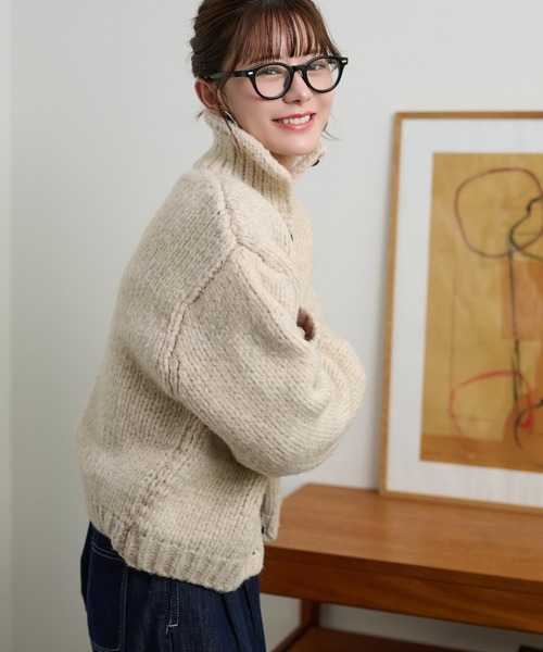 美品】EPOCA エポカ ニット カーディガン ハイネック ライダース L