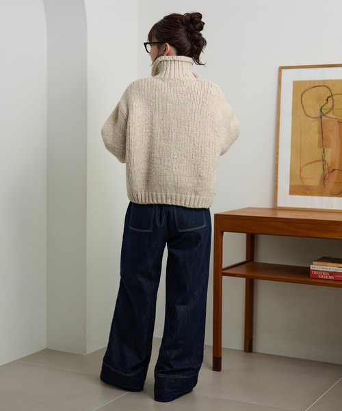 LAULEN（ローレン）の「high neck low gauge knit cardigan /ハイネックローゲージ長袖ニットカーディガン（カーディガン/ボレロ・レディース・チャコールグレー/ブラウン/アイボリー・FREE）」の18枚目の写真