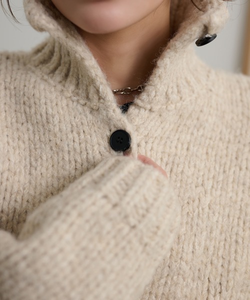 LAULEN（ローレン）の「high neck low gauge knit cardigan /ハイネックローゲージ長袖ニットカーディガン（カーディガン/ボレロ・レディース・チャコールグレー/ブラウン/アイボリー・FREE）」の19枚目の写真