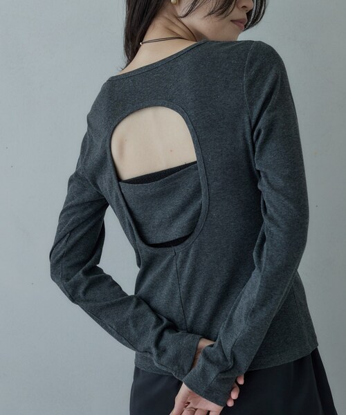 GALLEST（ギャレスト）の「カットアウトカットソー（Tシャツ/カットソー・レディース・ライトブルー/ホワイト/チャコールグレー・38）」の2枚目の写真