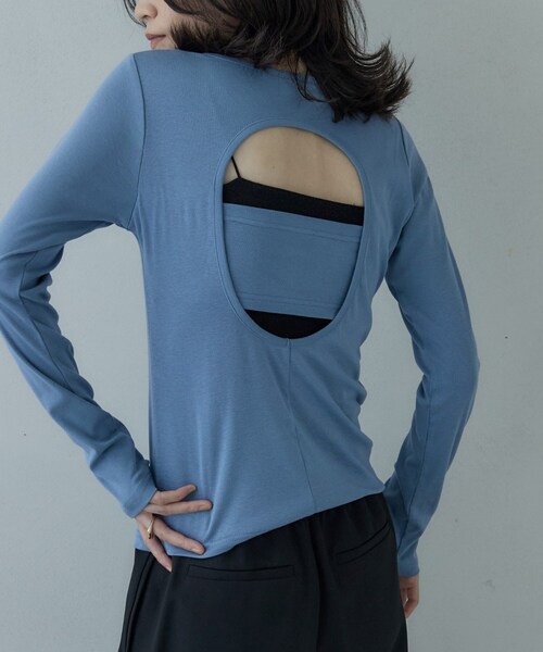GALLEST（ギャレスト）の「カットアウトカットソー（Tシャツ/カットソー・レディース・ライトブルー/ホワイト/チャコールグレー・38）」の12枚目の写真