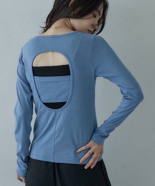 GALLEST（ギャレスト）の「カットアウトカットソー（Tシャツ/カットソー・レディース・ライトブルー/ホワイト/チャコールグレー・38）」の17枚目の写真