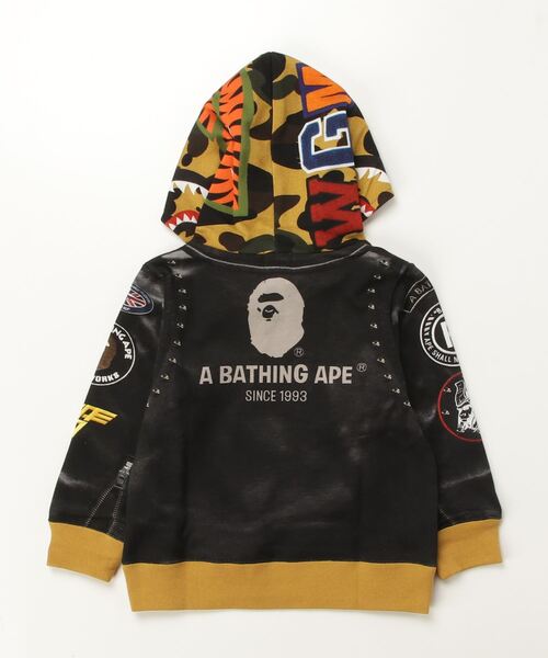LEATHER JACKET PRINT SHARK PULLOVER HOODIE（パーカー）｜A BATHING