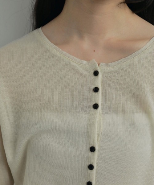 anuke（アンヌーク）の「anuke Sheer Rib Cardigan（ニット/セーター・レディース・ライトグレー/ブラック/オフホワイト・FREE）」の7枚目の写真