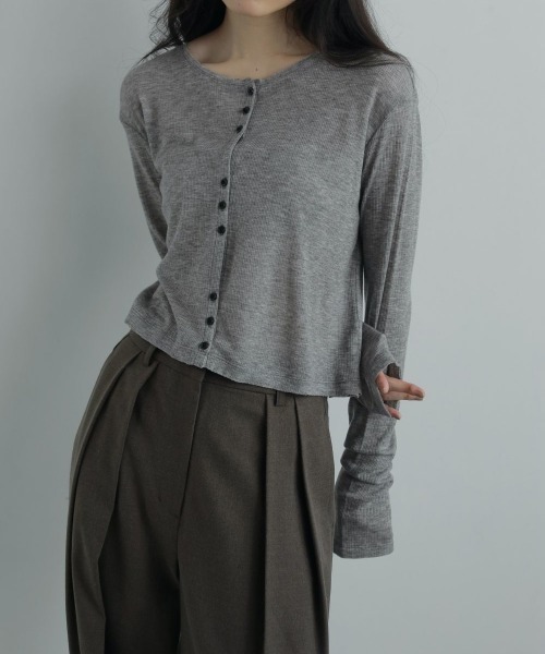 anuke Sheer Rib Cardigan（ニット/セーター）｜anuke（アンヌーク）の