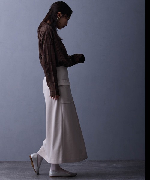 NICOLE white（ニコルホワイト）の「ラップ風タイトスカート（スカート・レディース・ダークグリーン/ブラック/キナリ・FREE）」の7枚目の写真