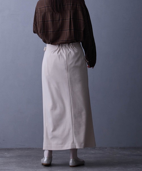 NICOLE white（ニコルホワイト）の「ラップ風タイトスカート（スカート・レディース・ダークグリーン/ブラック/キナリ・FREE）」の8枚目の写真