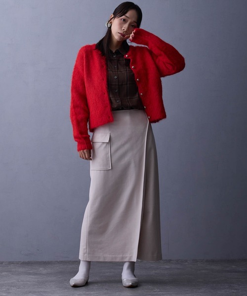 NICOLE white（ニコルホワイト）の「ラップ風タイトスカート（スカート・レディース・ダークグリーン/ブラック/キナリ・FREE）」の10枚目の写真