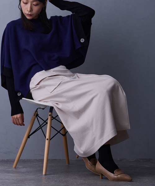 NICOLE white（ニコルホワイト）の「ラップ風タイトスカート（スカート・レディース・ダークグリーン/ブラック/キナリ・FREE）」の13枚目の写真