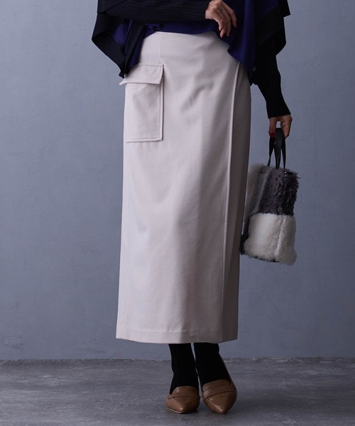 NICOLE white（ニコルホワイト）の「ラップ風タイトスカート（スカート・レディース・ダークグリーン/ブラック/キナリ・FREE）」の16枚目の写真