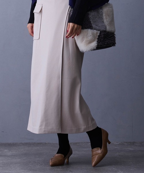 NICOLE white（ニコルホワイト）の「ラップ風タイトスカート（スカート・レディース・ダークグリーン/ブラック/キナリ・FREE）」の17枚目の写真