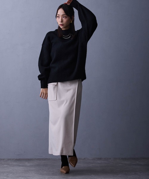 NICOLE white（ニコルホワイト）の「ラップ風タイトスカート（スカート・レディース・ダークグリーン/ブラック/キナリ・FREE）」の18枚目の写真