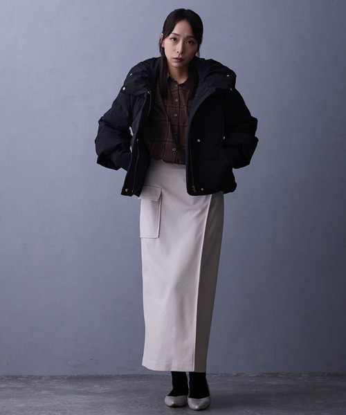 NICOLE white（ニコルホワイト）の「ラップ風タイトスカート（スカート・レディース・ダークグリーン/ブラック/キナリ・FREE）」の22枚目の写真