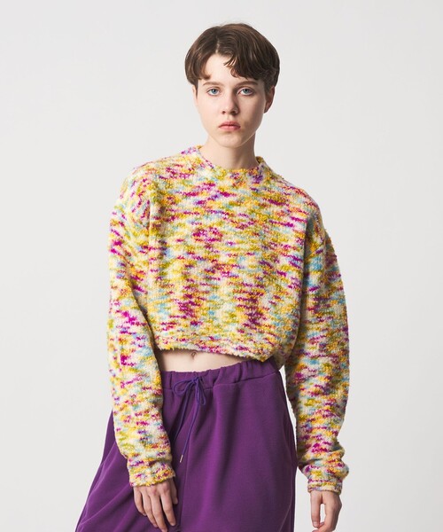 6（ロク）の「＜6(ROKU)＞ウールコットン ミックス ニット プルオーバー（ニット/セーター・レディース・ケリーグリーン/イエロー・FREE）」の2枚目の写真