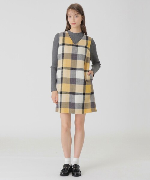 セール】クレストブリッジチェックスラブプリペラミニドレス