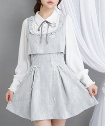 DearMyLoveRose（ディアマイラブローズ）の「ヨークフリルレースアップセットアップ風ドッキングワンピース【大きいサイズ有り】（ワンピース）」