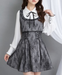 DearMyLoveRose（ディアマイラブローズ）の「ヨークフリルレースアップセットアップ風ドッキングワンピース【大きいサイズ有り】（ワンピース）」