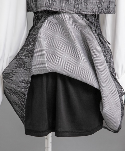 DearMyLoveRose（ディアマイラブローズ）の「ヨークフリルレースアップセットアップ風ドッキングワンピース【大きいサイズ有り】（ワンピース・レディース・ブラック/ベビーピンク/ブルーグレー・LARGE/MEDIUM/3L/LL）」の13枚目の写真