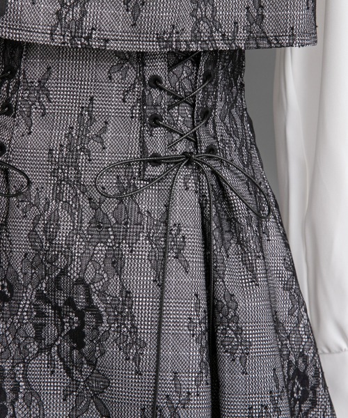 DearMyLoveRose（ディアマイラブローズ）の「ヨークフリルレースアップセットアップ風ドッキングワンピース【大きいサイズ有り】（ワンピース・レディース・ブラック/ベビーピンク/ブルーグレー・LARGE/MEDIUM/3L/LL）」の10枚目の写真