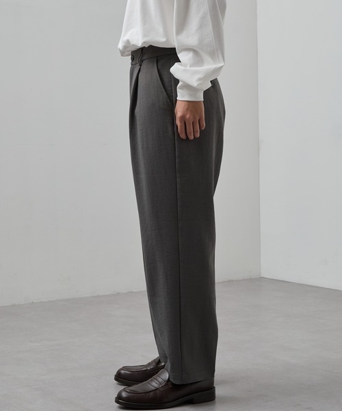 SLICK(スリック)の「【SLICK/スリック】Double Cloth One Tuck Tapered Pants/ダブルフェイスポリエステルツイルワンタックテーパードスラックス / セットアップ(スラックス・メンズ・カーキ/ブラック/チャコールグレー・3/2/1)」の14枚目の写真