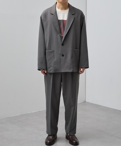 SLICK(スリック)の「【SLICK/スリック】Double Cloth One Tuck Tapered Pants/ダブルフェイスポリエステルツイルワンタックテーパードスラックス / セットアップ(スラックス・メンズ・カーキ/ブラック/チャコールグレー・3/2/1)」の16枚目の写真