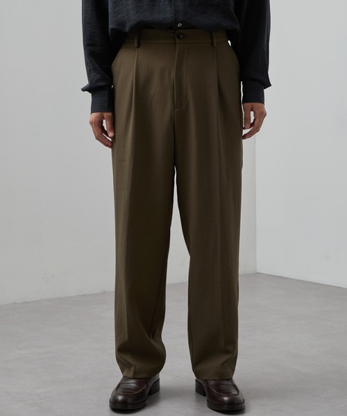 SLICK(スリック)の「【SLICK/スリック】Double Cloth One Tuck Tapered Pants/ダブルフェイスポリエステルツイルワンタックテーパードスラックス / セットアップ(スラックス・メンズ・カーキ/ブラック/チャコールグレー・3/2/1)」の19枚目の写真