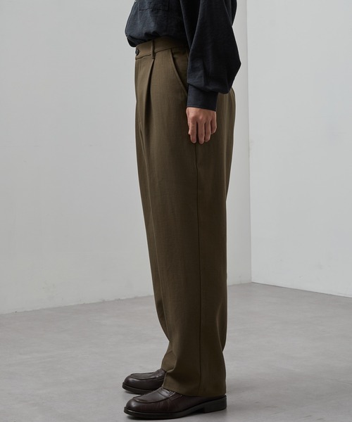 SLICK(スリック)の「【SLICK/スリック】Double Cloth One Tuck Tapered Pants/ダブルフェイスポリエステルツイルワンタックテーパードスラックス / セットアップ(スラックス・メンズ・カーキ/ブラック/チャコールグレー・3/2/1)」の20枚目の写真