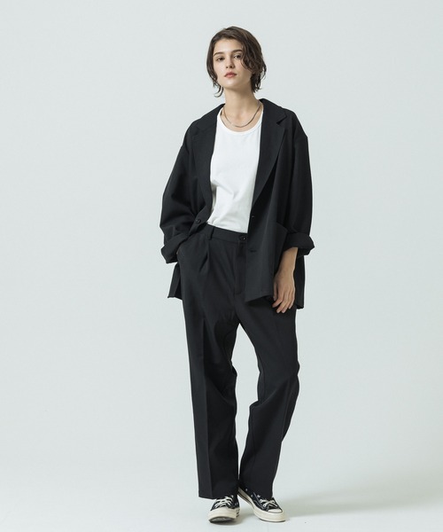 SLICK（スリック）の「【SLICK/スリック】Double Cloth One Tuck Tapered Pants/ダブルフェイスポリエステルツイルワンタックテーパードスラックス / セットアップ（スラックス・メンズ・カーキ/ブラック/チャコールグレー・3/2/1）」の10枚目の写真