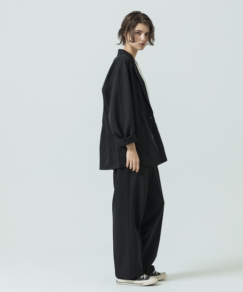 SLICK（スリック）の「【SLICK/スリック】Double Cloth One Tuck Tapered Pants/ダブルフェイスポリエステルツイルワンタックテーパードスラックス / セットアップ（スラックス・メンズ・カーキ/ブラック/チャコールグレー・3/2/1）」の12枚目の写真